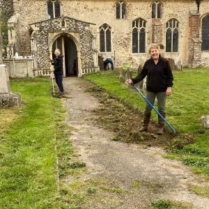Tidying the church path
