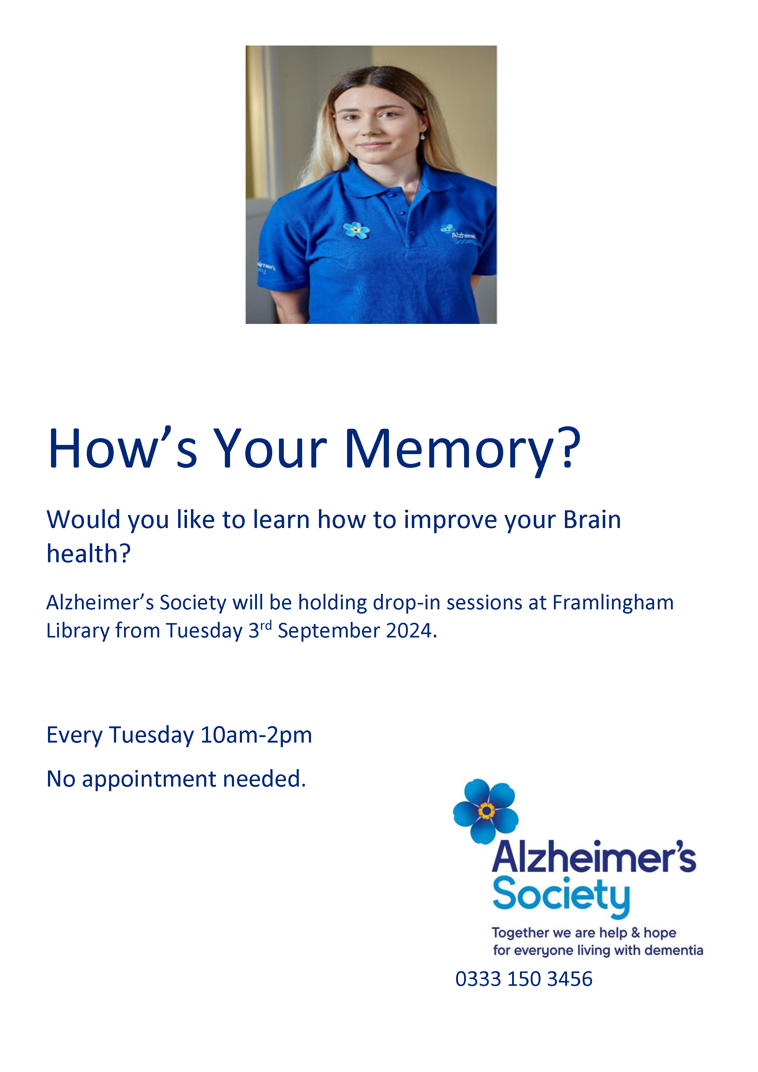 Alzheimers Drop-in Sessions Every Tuesday
