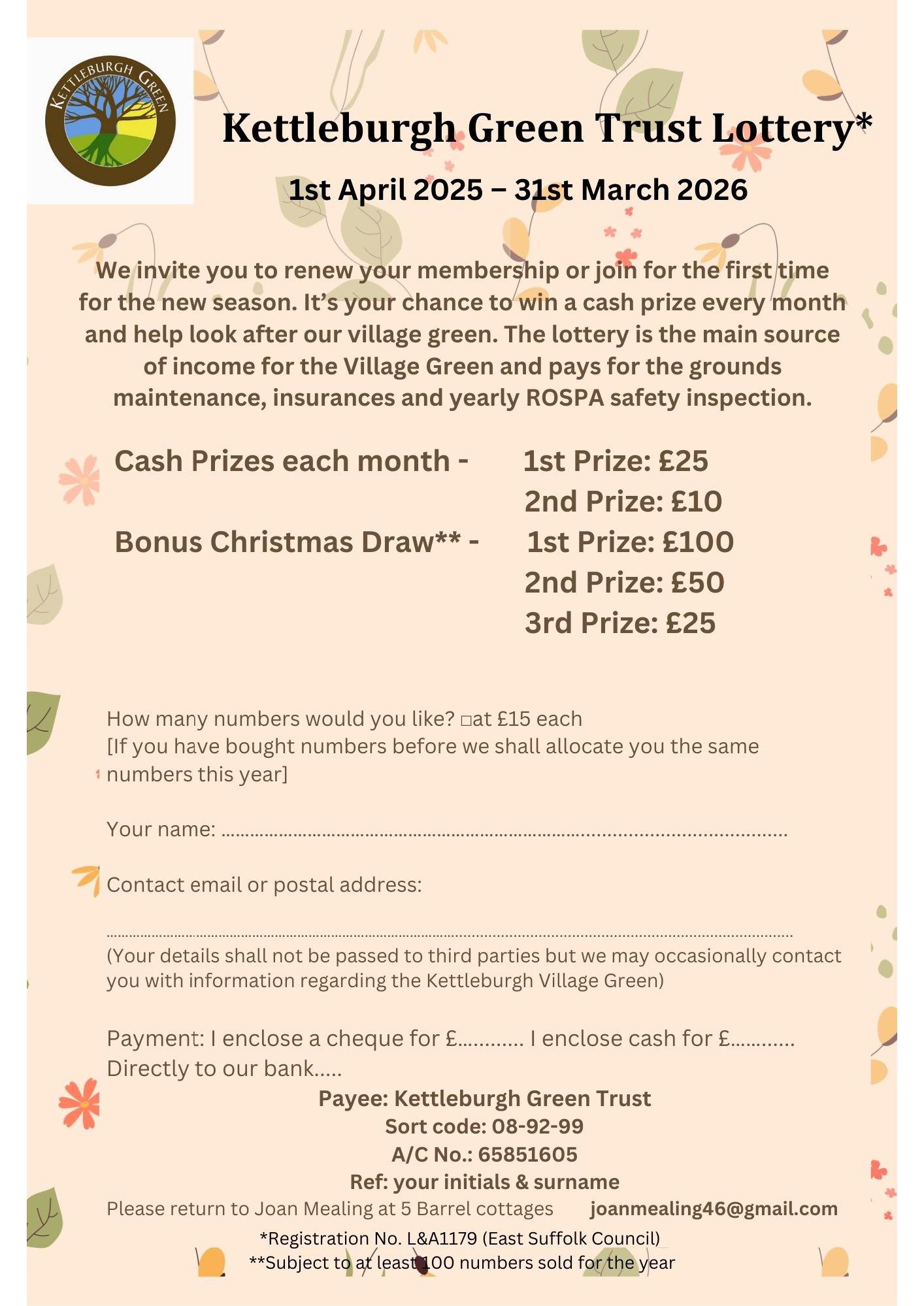 Kettleburgh Green Trust Lottery - 2025-26 Season Open!