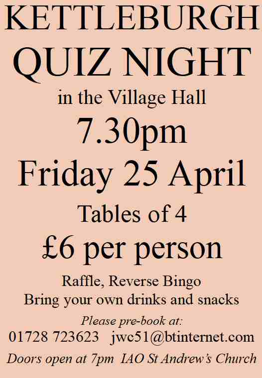 Quiz Night !!!  25th April