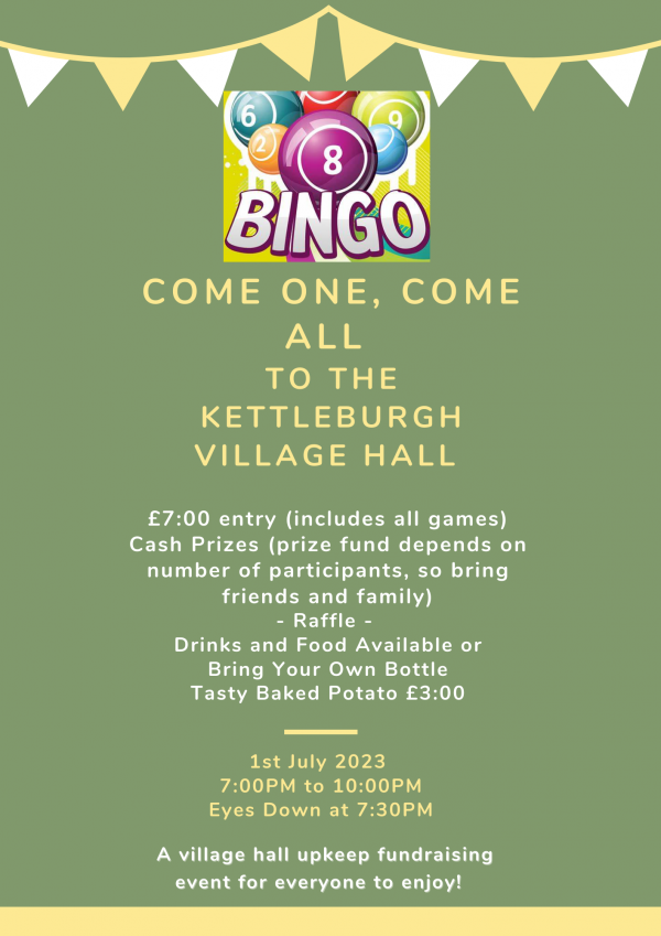 Village Hall kettleburgh Bingo 010723